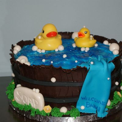 Baby Shower, Baby Boy, Ducks In Wash Tub Or Barrel