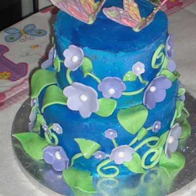 Little Girl's First Birthday Flowers And Butterflies