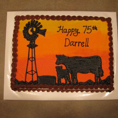 Rancher's Cow/calf Silhouette Birthday Cake