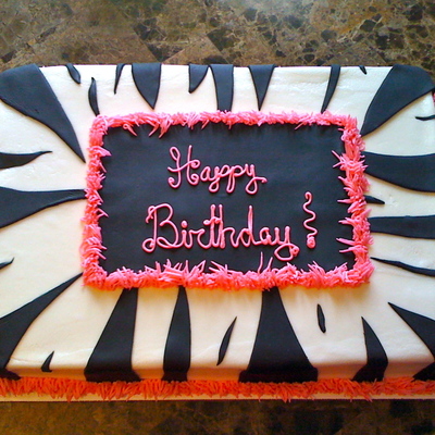 Zebra With Hot Pink Fuzzies
