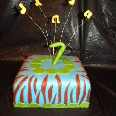 Blue And Brown Zebra Bday Cake
