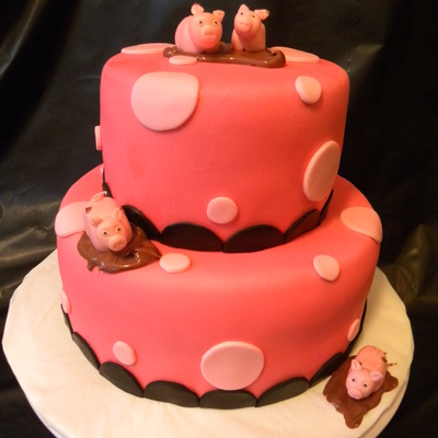Pink Pig Baby Shower Cake