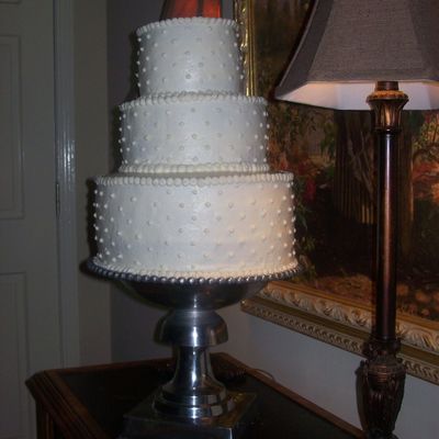 White On White Polka Dot Wedding Cake