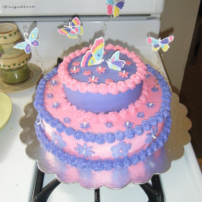 Pink And Purple Butterfly Cake