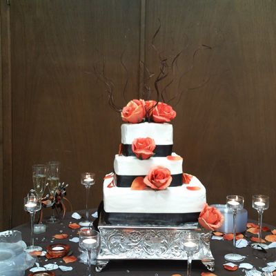 Brown/orange/square Wedding Cake