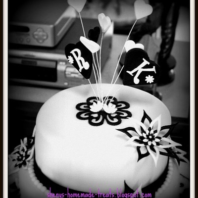 Black And White Engagement Cake