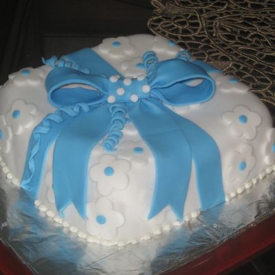 Blue Bow Fondant Cake