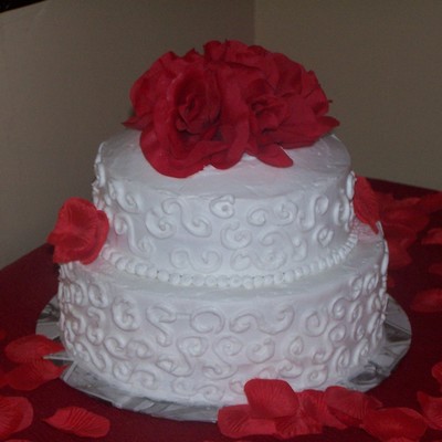 Red Bridal Shower Cake
