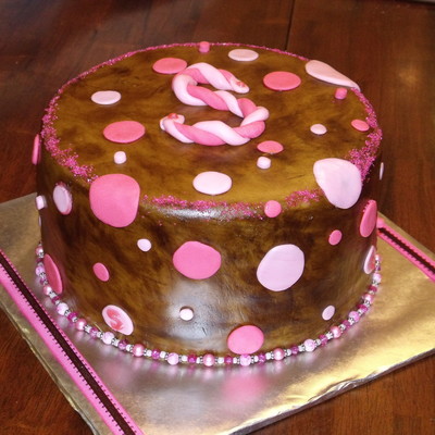 Brown And Pink 13Th Bday Cake