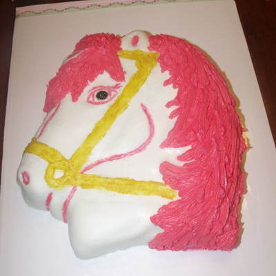 Pink And White Pony Cake