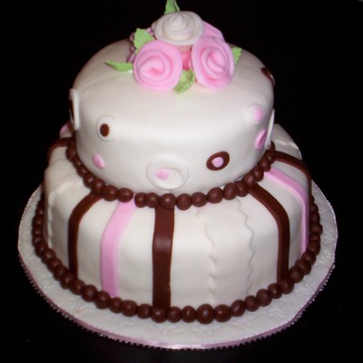 Pink And Brown Baby Shower Cake