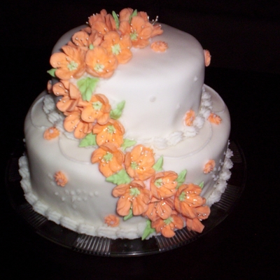 Peach Royal Flowers On Fondant