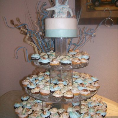 Sea Shell Wedding Cupcake Tower