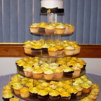 Yellow Rose Wedding Cupcake Tower