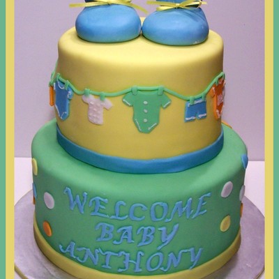 Clothesline Baby Shower Cake