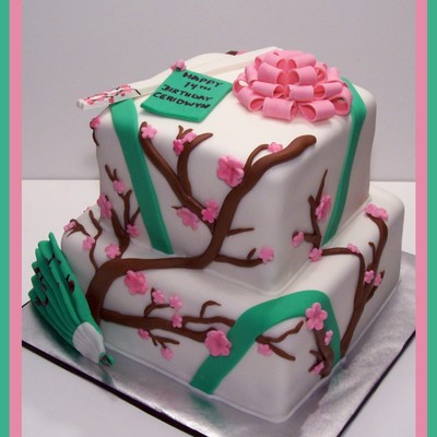 Cherry Blossom Birthday Cake