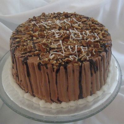 Chocolate , Pecan And Carmel Cake