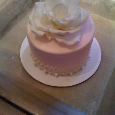 Pink Mini Cake With White Gumpaste Rose