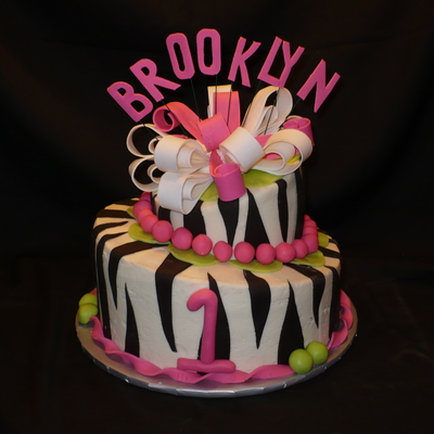 Topsy Turvy Zebra Striped Birthday Cake