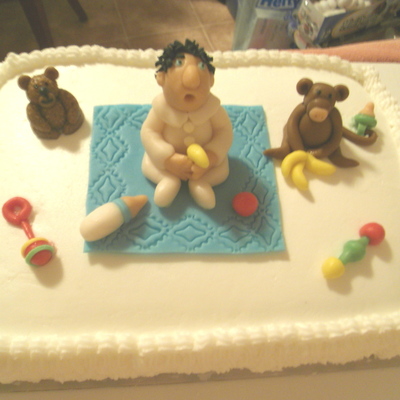 Baby And Monkey Baby Shower Cake