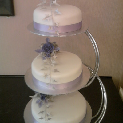 Lilac And Silver Wedding Cake