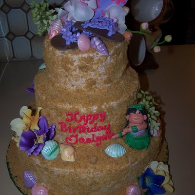 Hawaiian Theme Birthday Cake