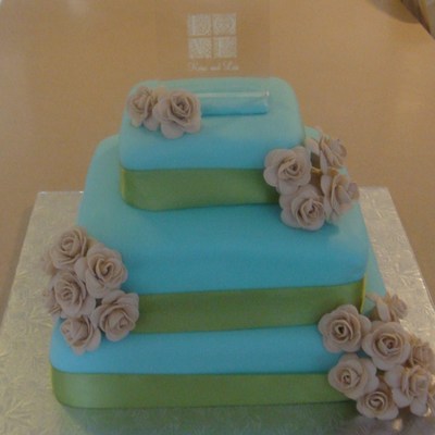 Blue And Green Wedding Cake!