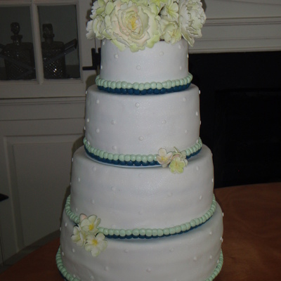 Blue/green Peony Wedding Cake
