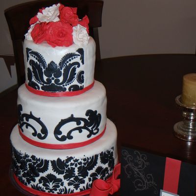 Damask Bridal Shower Cake
