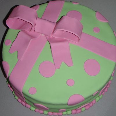 Pink And Green Bridal Shower Cake