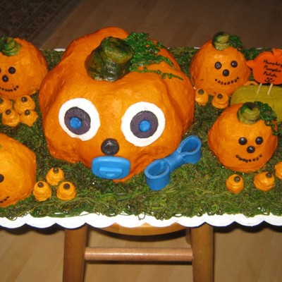 Pumpkin Patch Halloween Baby Shower Cake