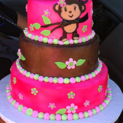 Monkey Girl Baby Shower Cake
