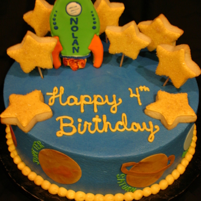 Rocket, Stars, And Planets Cake