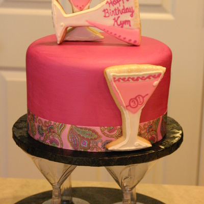 Pink And Magenta Martini-Themed Cake