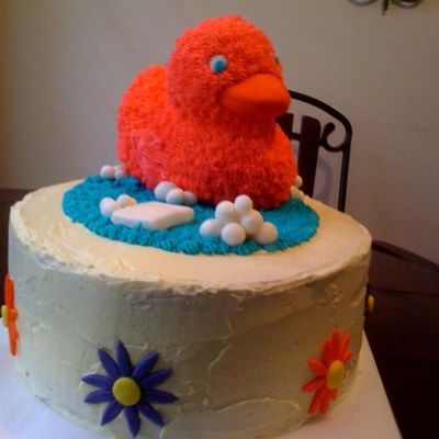 Hot Pink Rubber Duck In Bathtub