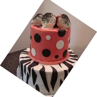 Bridal Shower Zebra Polka Dot Cake