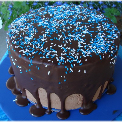 Chocolate Ganache Covered Cake.