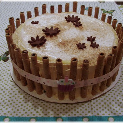 Chocolate Cake Layered With Caramel Cheese Cake