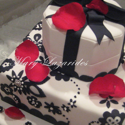 Black And White Ringbox Engagement Cake