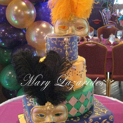 Mardi Gras Sweet 16 Cake