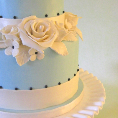 Baby Blue Cake With Roses