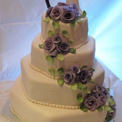 White Hexagon Wedding Cake