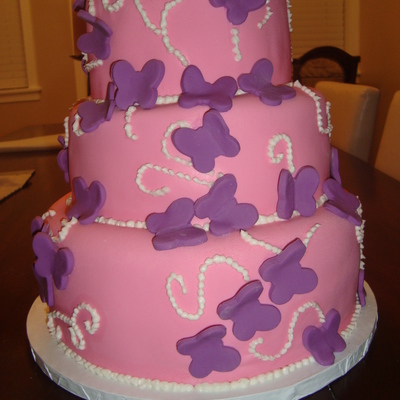 3 Tiered Butterfly Baby Shower Cake