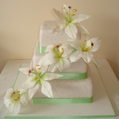 3 Tier Embossed With Sugar Lilies