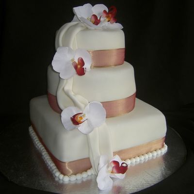 Orchid Drape Wedding Cake