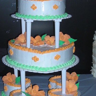 Hibiscus,heart Wedding Cake