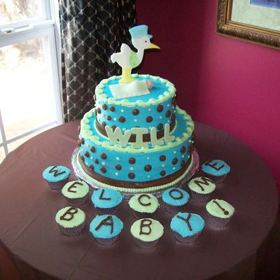 Stork Baby Shower Cake