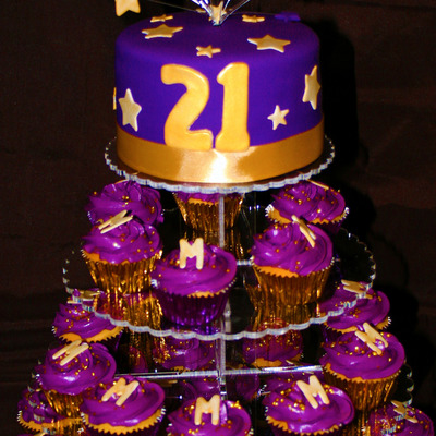 Purple Cupcake Tower