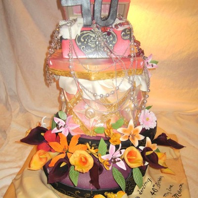 40Th Hat Box Birthday Cake