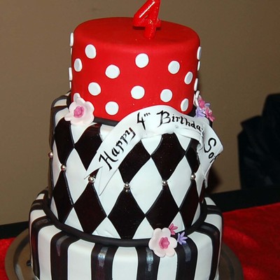 Red Black And White Cake